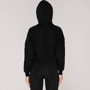 Wholesale Custom Short Length <b>Women's</b> Cotton French Terry Hoodie Breathable Crop <b>Top</b> Lined with Front Logo Winter Clothing - Product Image 3