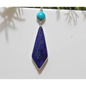 Pendientes de tuerca finos de Plata de Ley 925, lapislázuli, turquesa piedra preciosa, forma de cometa de lujo Natural, joyería de E0052-GS facetada - Product Image 4