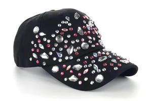 Gorra de camionero de gamuza con diamantes de imitación brillantes logotipos bordados completos personalizados de alta calidad en la malla - Product Image 2
