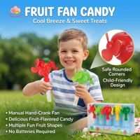 Candydream Plastik Mini-Kühlventilator für den Sommer, Handventilator mit Süßigkeiten, Werbeartikel mit Hartbonbons, Lollipop-Spielzeug, Halal für Kinder