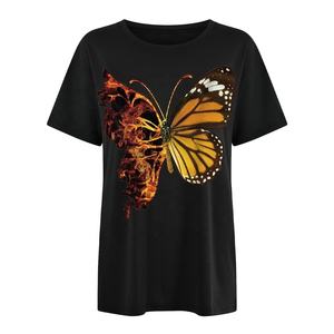 T-shirts surdimensionnés pour femmes, imprimé papillon, grande taille, Hip Hop, poids lourd, Logo imprimé, Sublimation, T-shirts à épaules tombantes - Product Image 5
