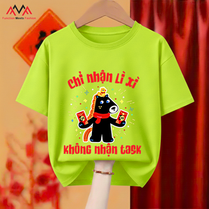 Camiseta Ecológica Digital Regular Corta Estilo Vietnamita Casual / Urbana / Playera Verde Lima con Cuello Redondo (Cuello Tipo Marinero) Lunar Tet - Product Image 6