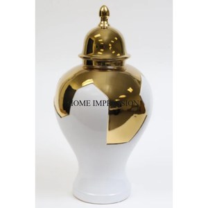 Ensemble de 2 pots de gingembre en aluminium poli brillant moulé Unique Designer plaqué or de haute qualité pour le stockage des aliments et l'approvisionnement en conteneurs - Product Image 3