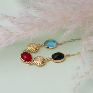 Colorful <b>Quartz</b> Sun Charm <b>Bracelet</b> 22K Gold Bezel Wholesale Handmade 925 Sterling Silver Jewelry - Product Image 4