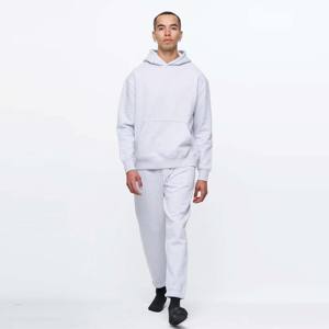Chándal gris de lana de peso pesado Premium para hombre-Conjunto de sudadera con capucha y Jogger acogedor y cómodo, ideal para capas de invierno - Product Image 3