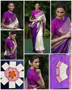 Saree en soie Banarasi avec chemisier en soie Belle tenue douce pour les mariages et les fêtes d'été - Product Image 3