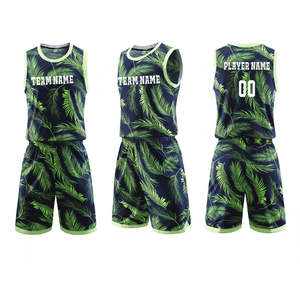 Uniformes de Baloncesto Personalizados, Conjunto de Camiseta y Pantalones Cortos con Estampado Floral Sublimado, Venta al por Mayor OEM, Ropa Deportiva Transpirable de Secado Rápido para Equipos - Product Image 2