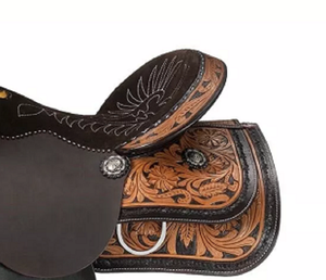 Sillín occidental de caballo de cuero genuino de calidad superior para carreras de barriles y equitación - Product Image 6