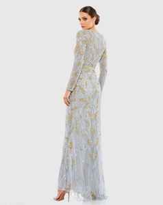 Robe de soirée maxi élégante antistatique, col cœur, sans manches, ornée de perles, en tulle, pour mariage ou fête - Product Image 2