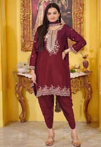 Punjabi Women Special 100% Pure Chinon <b>Silk</b> <b>Fabric</b> Wholesale Rate Salwar Kameez With Dupatta Perfect For Casual& Outgoing Event - Product Image 4