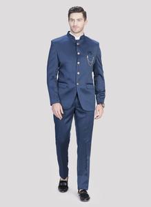 Costume deux pièces bleu paon classique de qualité d'exportation pour les demoiselles d'honneur et les fêtes, personnalisation en gros disponible au prix d'exportation - Product Image 2