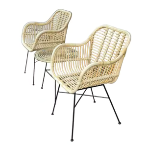 Luxury European Modern Stackable Wicker Rattan <b>Dining</b> <b>Chairs</b> <b>with</b> <b>Arms</b> Super Comfortable for Restaurant and Home Use - Product Image 5