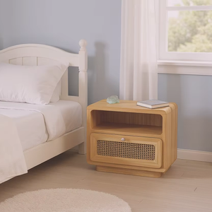 ไม้สักแข็งดีไซน์แบบเรียบง่ายทันสมัยตู้ข้างเตียงแปลงสภาพสำหรับห้องนอนห้องนั่งเล่นห้องรับประทานอาหารและโรงเรียนเฟอร์นิเจอร์ในร่ม - Product Image 1