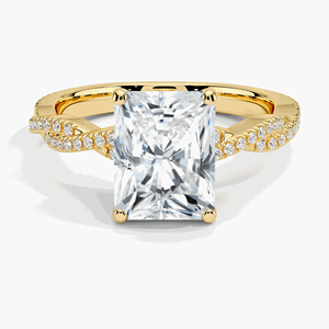 Anillo de Compromiso con Corte Radiante y Diseño Trenzado con Moissanita/Diamante Cultivado en Laboratorio para Mujer - Product Image 1