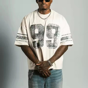 Camisetas Clásicas y Elegantes para Hombre, Estilo Vintage, 300g, 100% Algodón Tejido, Corte Holgado, Estampado 3D con Patrón - Product Image 1