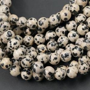 10mm naturel dalmatien jaspe lisse rond perles de pierres précieuses brins fabricant meilleur prix d'usine AAA qualité revendeur régulier - Product Image 1