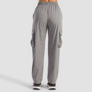 Pantalon cargo décontracté Ristic 100% coton gris clair, taille élastique, logo personnalisable, décorations à fermeture éclair, nouvelles caractéristiques, tailles XL à 6XL - Product Image 3