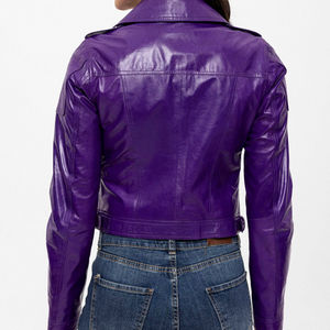 Chaqueta de invierno de piel de oveja auténtica para mujer, técnica lavada, relleno de algodón, cierre de cremallera a prueba de viento, procesamiento en bruto - Product Image 4