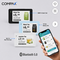Étiquette de prix numérique COMPAX 2.13'' ESL, écran E Ink, étiquette électronique pour les rayons des supermarchés, des épiceries et des solutions de vente au détail, garantie de 2 ans