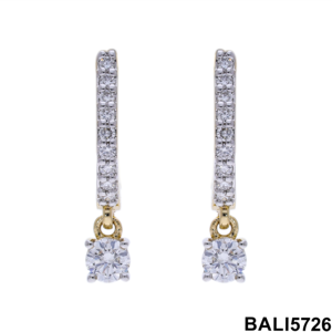 ต่างหูเพชรทรงหยดน้ำสีทอง14K พร้อมหินทรงกลมขนาด3.5มม. เครื่องประดับเพชรสุดพิเศษ - Product Image 6