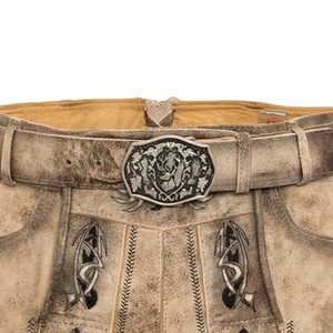 Auténticos Pantalones Cortos Lederhosen de Cuero de Ante Vacuno Personalizados, Prendas Tradicionales Bávaras Hechas de Lona con Patrón Sólido - Product Image 4