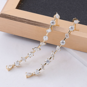 Boucles d'oreilles en or blanc 14 carats pour femmes Trendy Pop Moissanite Dangle avec de nombreuses formes pour les mariages et les fêtes - Product Image 2