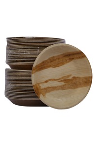 Assiettes de feuille de palmier Areca en plastique irrégulier de 8 pouces jetables de qualité supérieure ensemble de dîner écologique de qualité supérieure 6-10pcs RR Esculents - Product Image 4