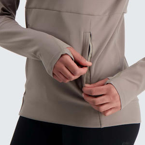 Venta al por mayor ligero elástico secado rápido Activewear personalizado entrenamiento de las mujeres Sudadera con capucha con estampado otoño temporada cuello con capucha - Product Image 4