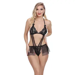 Fantasia de boneca de bebê body garter 2024 nova coleção design elegante fantasia feminina preta sexy 1352 OEM