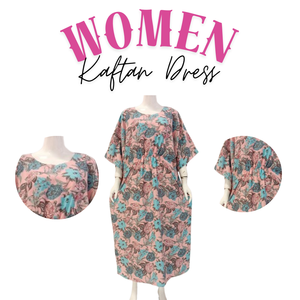 Vestido Kaftan Floral para Mujer con Cuello en V con Cordón, Manga 3/4, Secado Rápido y Transpirable, Estilo Normcore/Minimalista por Chrysanta - Product Image 2