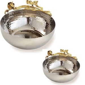 Base de soporte con acabado martillado clásico de lujo de acero inoxidable, cuenco para helado, estante de Metal para ensalada, postre, contenedor de frutas, herramientas para ensalada - Product Image 5