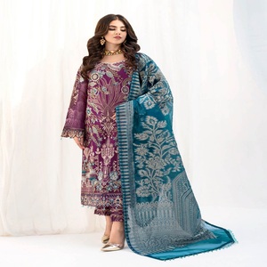 Traje de Salwar Kameez de tres piezas para mujer, vestido de Panjabi paquistaní bordado de gasa, ropa de fiesta diseñada por Ramsha Vol 2017 - Product Image 6