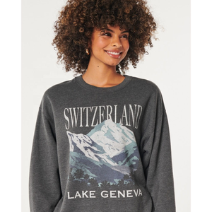 Sudadera holgada con estampado Dtf para mujer, ropa de calle de algodón 100%, sudadera personalizada para mujer, Sudadera con cuello simulado - Product Image 4