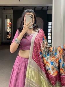 LATEST DESIGNER PURE COTTON ORIGINALMIRRPR WORK <b>LEHENGA</b> CHOLI - Product Image 5