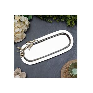 Classic Serving <b>Trays</b> With Pomegranate Handles for home hotel Restaurant Silver Color Modern Design Metal Serving <b>Trays</b> Supplies - Product Image 4