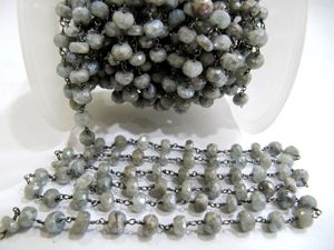 Perles à facettes en Labradorite Silverite naturelle de haute qualité taille 6 à 7mm pour la fabrication de bijoux chaîne de chapelet - Product Image 3