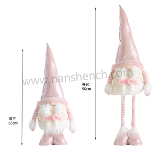Transfrontalier rose noël vieil homme ornement télescopique gobelin sans visage forêt décoration poupée forme usine en gros - Product Image 4
