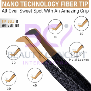 Black Lightweight With Fiber Tip Eyelash Extension Tweezers <b>Kit</b> With Box for Salon Premium Quality Eyelash Grafted Tweezers - Product Image 2