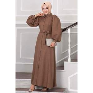 Pearl Detailed Hijab Vestido Marrón - Product Image 3