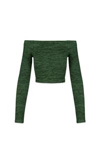 Pantalon taille haute à épaules tombantes manches longues couleur unie grande taille Ensemble de yoga vert bouteille Vêtements de sport Tendance Loisirs Fitness - Product Image 4