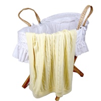 Couverture en cachemire tricotée unisexe KMB 100 % cachemire, douce, à motif torsadé, unie, chaude, pour nouveau-né, hiver, portable