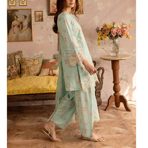 Ensemble Kurta Shalwar Dupatta ethnique 3 pièces, costume brodé haut de gamme pour femmes, ensemble de mode traditionnelle - Product Image 5