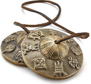 Platillos Tingsha auspiciosos tibetanos: campanas de meditación, instrumentos curativos de sonido, campanas de latón hechas a mano al por mayor. - Product Image 4