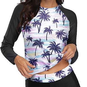 Haute Performance Femmes Panneau À Manches Longues Imprimé Rash Guard À Séchage Rapide Athlétique Surf Top Sublimation Personnalisée Rash Guards en Vente - Product Image 2