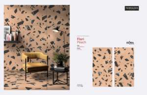 Carreaux en porcelaine émaillée à surface sculptée effet terrazzo FLORI PEACH - Product Image 3