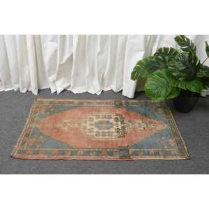 Rug, 1.8x3.2 ft Vintage Rug, <b>Red</b> Ombr Rug <b>Wool</b> - Product Image 2