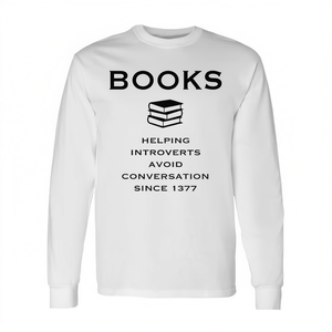 T-shirt à manches longues « Conscience de l'introversion » avec livres d'astuces pour éviter les conversations – Produit promotionnel - Product Image 2