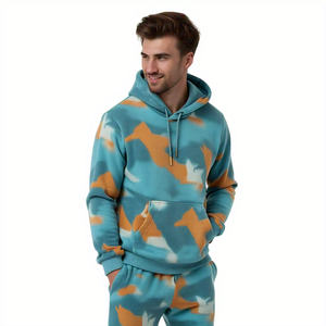 Chándal de Terry francés de fabricante de ropa de calle, chándal holgado con estampado gráfico personalizado, chándal con capucha y cremallera para hombre - Product Image 2