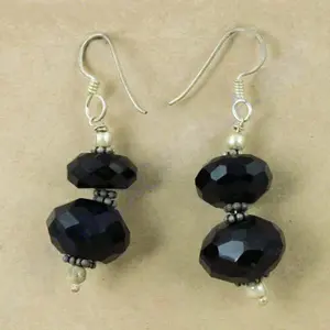 Pendientes de cuentas de ónix negro para mujer, joyería de moda llamativa - Product Image 1