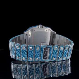 Haute qualité personnalisé deux tons diamant chiffre arabe montre mécanique Date automatique attrayant bleu Moissanite Antique analogique - Product Image 4